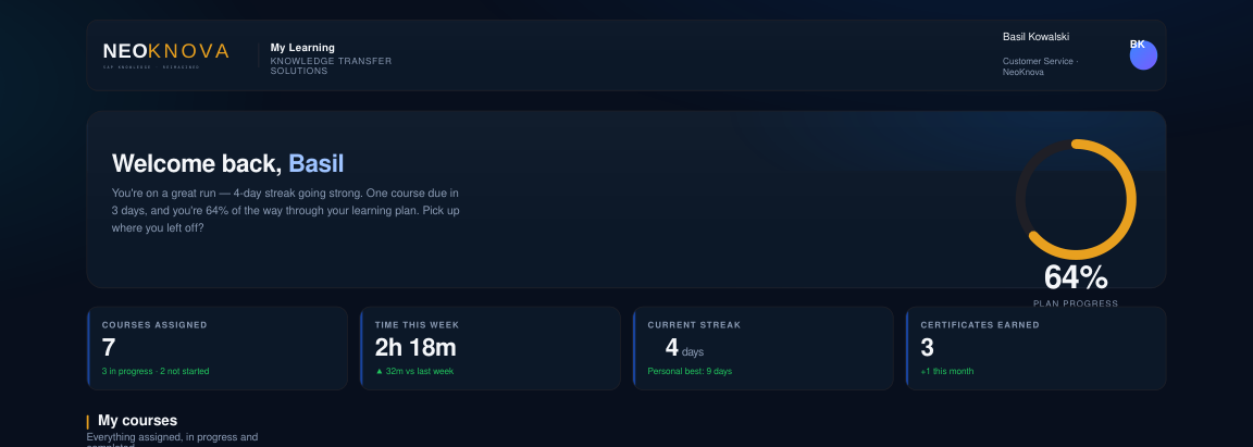 Learner dashboard